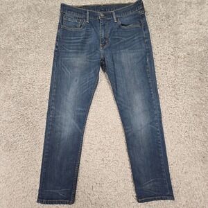 Levis 502 Jeans‎ Mens 32x30 (Fits 30x27) Blue Tapered Whiskers Mid Rise Denim